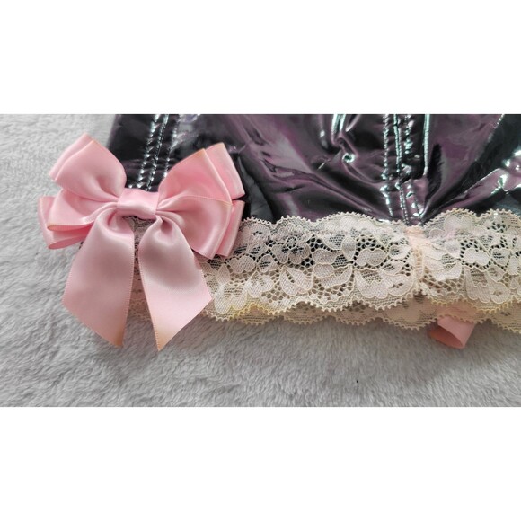 Dolls Kill Widow Black Pink Lace Two-Piece Set Sz S Kawaii Goth E Girl Lingerie - Picture 9 of 12